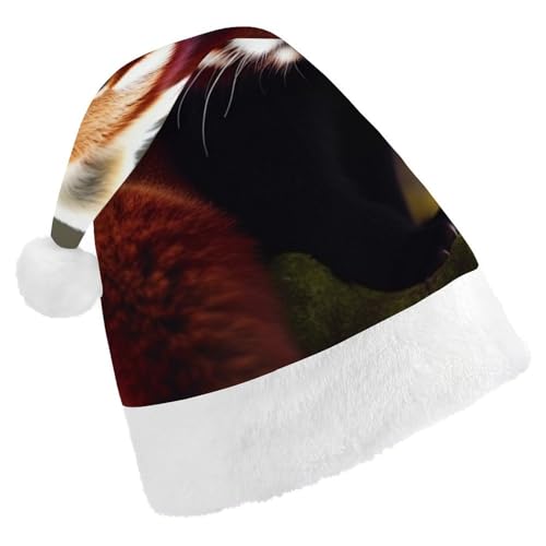DWVTSLH Weihnachtsmütze, roter Panda, bedruckt, Weihnachtsmannmütze, weicher und bequemer Samt, verdickte Weihnachtsmütze, geeignet für Weihnachten, Neujahr, Urlaub, Partyzubehör DWVTSLH Weihnachtsmütze, roter Panda, bedruckt, Weihnachtsmannmütze, weicher und bequemer Samt, verdickte Weihnachtsmütze, geeignet für Weihnachten, Neujahr, Urlaub, Partyzubehör von DWVTSLH