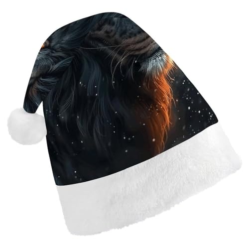 DWVTSLH Weihnachtsmütze, schöne Löwenbilder, bedruckt, Weihnachtsmannmütze, weicher und bequemer Samt, verdickte Weihnachtsmütze, geeignet für Weihnachten, Neujahr, Urlaub, Partyzubehör DWVTSLH Weihnachtsmütze, schöne Löwenbilder, bedruckt, Weihnachtsmannmütze, weicher und bequemer Samt, verdickte Weihnachtsmütze, geeignet für Weihnachten, Neujahr, Urlaub, Partyzubehör von DWVTSLH