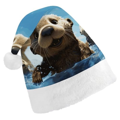 DWVTSLH Weihnachtsmütze, schöner Seeotter-Druck, bedruckt, Weihnachtsmannmütze, weicher und bequemer Samt, verdickte Weihnachtsmütze, geeignet für Weihnachten, Neujahr, Urlaub, Partyzubehör DWVTSLH Weihnachtsmütze, schöner Seeotter-Druck, bedruckt, Weihnachtsmannmütze, weicher und bequemer Samt, verdickte Weihnachtsmütze, geeignet für Weihnachten, Neujahr, Urlaub, Partyzubehör von DWVTSLH
