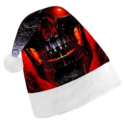 DWVTSLH Weihnachtsmütze, schwarzer und roter Totenkopf-Druck, Weihnachtsmannmütze, weicher und bequemer Samt, verdickte Weihnachtsmütze, geeignet für Weihnachten, Neujahr, Urlaub, Partyzubehör DWVTSLH Weihnachtsmütze, schwarzer und roter Totenkopf-Druck, Weihnachtsmannmütze, weicher und bequemer Samt, verdickte Weihnachtsmütze, geeignet für Weihnachten, Neujahr, Urlaub, Partyzubehör von DWVTSLH