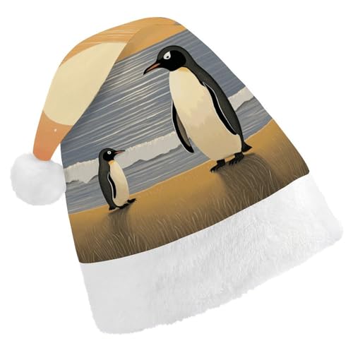 DWVTSLH Weihnachtsmütze, zwei Pinguine, Bilder, bedruckt, Weihnachtsmannmütze, weicher und bequemer Samt, verdickte Weihnachtsmütze, geeignet für Weihnachten, Neujahr, Urlaub, Partyzubehör DWVTSLH Weihnachtsmütze, zwei Pinguine, Bilder, bedruckt, Weihnachtsmannmütze, weicher und bequemer Samt, verdickte Weihnachtsmütze, geeignet für Weihnachten, Neujahr, Urlaub, Partyzubehör von DWVTSLH