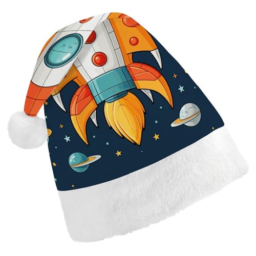 DWVTSLH Weihnachtsmütze Rakete Clipart Raumschiff gedruckt Weihnachtsmann Hut weich und bequem Samt verdickte Weihnachtsmütze geeignet für Weihnachten Neujahr Urlaub Party Supplies DWVTSLH Weihnachtsmütze Rakete Clipart Raumschiff gedruckt Weihnachtsmann Hut weich und bequem Samt verdickte Weihnachtsmütze geeignet für Weihnachten Neujahr Urlaub Party Supplies von DWVTSLH