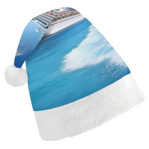 DWVTSLH Weihnachtsmütze am Meer Kreuzfahrtschiff, bedruckt, Weihnachtsmannmütze, weicher und bequemer Samt, verdickte Weihnachtsmütze, geeignet für Weihnachten, Neujahr, Urlaub, Partyzubehör DWVTSLH Weihnachtsmütze am Meer Kreuzfahrtschiff, bedruckt, Weihnachtsmannmütze, weicher und bequemer Samt, verdickte Weihnachtsmütze, geeignet für Weihnachten, Neujahr, Urlaub, Partyzubehör von DWVTSLH