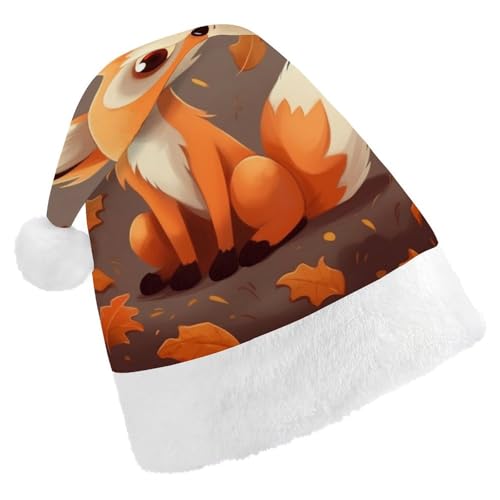 DWVTSLH Weihnachtsmütze mit Fuchs-Motiv, bedruckt, weicher und bequemer Samt, verdickte Weihnachtsmütze, geeignet für Weihnachten, Neujahr, Urlaub, Partyzubehör DWVTSLH Weihnachtsmütze mit Fuchs-Motiv, bedruckt, weicher und bequemer Samt, verdickte Weihnachtsmütze, geeignet für Weihnachten, Neujahr, Urlaub, Partyzubehör von DWVTSLH