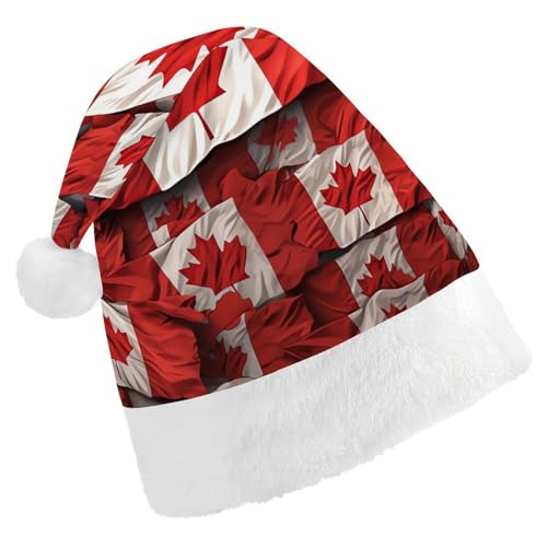 DWVTSLH Weihnachtsmütze mit kanadischer Flagge, bedruckt, Weihnachtsmannmütze, weicher und bequemer Samt, verdickte Weihnachtsmütze, geeignet für Weihnachten, Neujahr, Urlaub, Partyzubehör DWVTSLH Weihnachtsmütze mit kanadischer Flagge, bedruckt, Weihnachtsmannmütze, weicher und bequemer Samt, verdickte Weihnachtsmütze, geeignet für Weihnachten, Neujahr, Urlaub, Partyzubehör von DWVTSLH