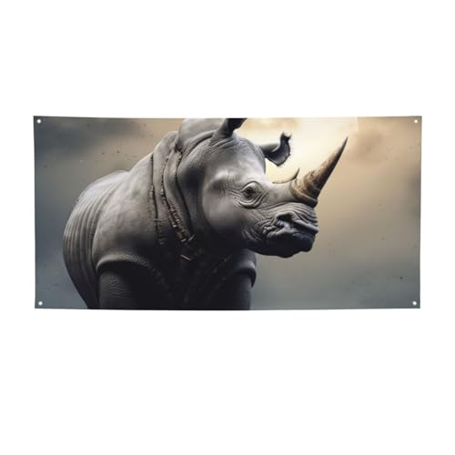 Nashorn-Banner für drinnen und draußen, Geburtstag, Poster, Party-Dekorationen, Fotohintergrund mit Ösen, personalisiertes Wandbanner, Flagge Nashorn-Banner für drinnen und draußen, Geburtstag, Poster, Party-Dekorationen, Fotohintergrund mit Ösen, personalisiertes Wandbanner, Flagge von DWVTSLH