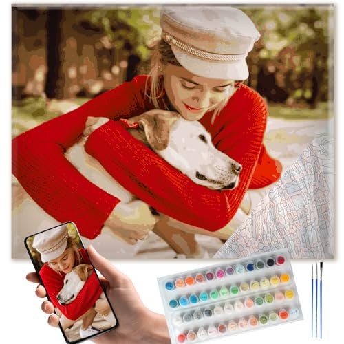 DXDOING Malen nach Zahlen Eigenes Bild Personalisiert mit Eigenem Foto, DIY Malen nach Zahlen für Erwachsene, Personalisiertes Geschenk für Paare, Familie, Freunde, Haustiere, Home Decor (20x30cm) von DXDOING