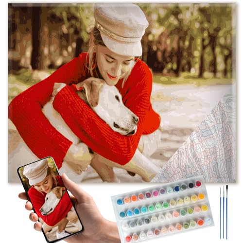 DXDOING Malen nach Zahlen Eigenes Bild Personalisiert mit Eigenem Foto, DIY Malen nach Zahlen für Erwachsene, Personalisiertes Geschenk für Paare, Familie, Freunde, Haustiere, Home Decor (50x70cm) von DXDOING