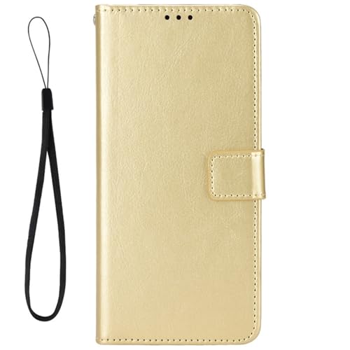 DXDXZDXLUF Hülle für Samsung Galaxy S25 Edge, PU-Leder, einfache Brieftaschenhülle, Magnetverschluss, stoßfeste Klapphülle (Gold) von DXDXZDXLUF