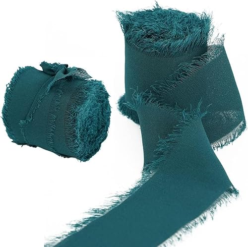 Bastelband, Band, 2 Rollen, 4,5 m, 3,8 cm, Chiffon, handgefertigt, Fransen-Chiffon, seidenähnliches Band, handgefertigt, Chiffon mit ausgefransten Kanten for Hochzeitseinladungen, Blumensträuße, Gesch Bastelband, Band, 2 Rollen, 4,5 m, 3,8 cm, Chiffon, handgefertigt, Fransen-Chiffon, seidenähnliches Band, handgefertigt, Chiffon mit ausgefransten Kanten for Hochzeitseinladungen, Blumensträuße, Gesch von DXEAIN