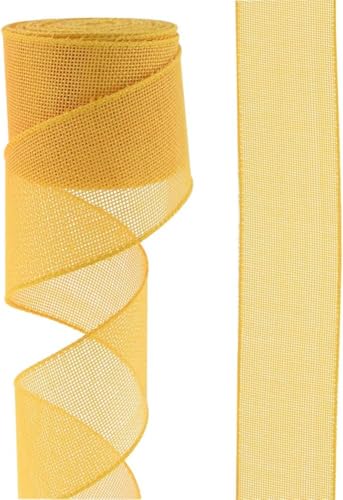 Bastelband, Band, 2 Rollen, 9,1 m, 63 mm/40 mm, natürliches Sackleinen-Bastelband, Sackleinen mit Drahtrand for Verpacken von Geschenken, Basteln, Herstellen von Innen- und Außendekorationen,(Yellow,1 Bastelband, Band, 2 Rollen, 9,1 m, 63 mm/40 mm, natürliches Sackleinen-Bastelband, Sackleinen mit Drahtrand for Verpacken von Geschenken, Basteln, Herstellen von Innen- und Außendekorationen,(Yellow,1 von DXEAIN
