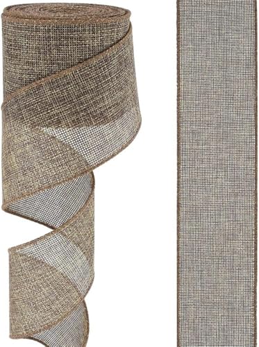 Bastelband, Band, 2 Rollen, 9,1 m, 63 mm/40 mm, natürliches Sackleinen-Bastelband, Sackleinen mit Drahtrand for Verpacken von Geschenken, Basteln, Herstellen von Innen- und Außendekorationen,(Coffee,2 Bastelband, Band, 2 Rollen, 9,1 m, 63 mm/40 mm, natürliches Sackleinen-Bastelband, Sackleinen mit Drahtrand for Verpacken von Geschenken, Basteln, Herstellen von Innen- und Außendekorationen,(Coffee,2 von DXEAIN