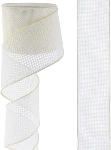 Bastelband, Band, 2 Rollen, 9,1 m, 63 mm/40 mm, natürliches Sackleinen-Bastelband, Sackleinen mit Drahtrand for Verpacken von Geschenken, Basteln, Herstellen von Innen- und Außendekorationen,(Beige,2. Bastelband, Band, 2 Rollen, 9,1 m, 63 mm/40 mm, natürliches Sackleinen-Bastelband, Sackleinen mit Drahtrand for Verpacken von Geschenken, Basteln, Herstellen von Innen- und Außendekorationen,(Beige,2. von DXEAIN