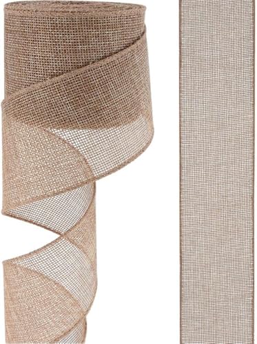 Bastelband, Band, 2 Rollen, 9,1 m, 63 mm/40 mm, natürliches Sackleinen-Bastelband, Sackleinen mit Drahtrand for Verpacken von Geschenken, Basteln, Herstellen von Innen- und Außendekorationen,(Natural, Bastelband, Band, 2 Rollen, 9,1 m, 63 mm/40 mm, natürliches Sackleinen-Bastelband, Sackleinen mit Drahtrand for Verpacken von Geschenken, Basteln, Herstellen von Innen- und Außendekorationen,(Natural, von DXEAIN