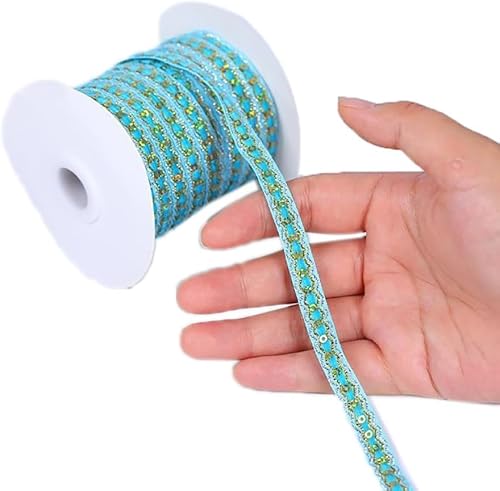 Bastelband, Band, doppelseitiges Satinband, 28,43 Yards, 10 mm Samtband, Glitzerstoff for Verpacken von Paketen, Basteln, Herstellen von Haarschleifenclips, Nähen, Kleidungsdekorationen,(Lake blue) von DXEAIN