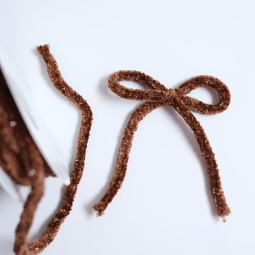 DXEAIN Bastelband, Band, 5,46 Yards, 6 mm, Chenillegarn, farbiges Häkelgarn, Stoffbänder for Selberbasteln, Baumschmuck,(Coffee) von DXEAIN