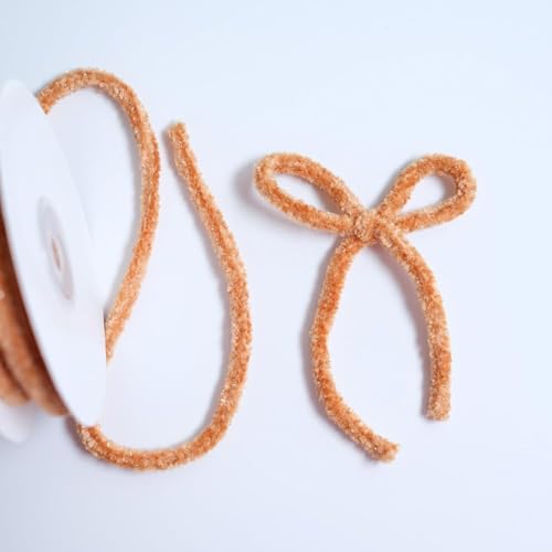 DXEAIN Bastelband, Band, 5,46 Yards, 6 mm, Chenillegarn, farbiges Häkelgarn, Stoffbänder for Selberbasteln, Baumschmuck,(Orange) von DXEAIN