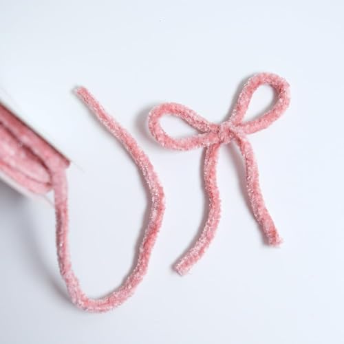 DXEAIN Bastelband, Band, 5,46 Yards, 6 mm, Chenillegarn, farbiges Häkelgarn, Stoffbänder for Selberbasteln, Baumschmuck,(Pink) von DXEAIN