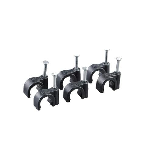 DXEAIN Kabel-Nagel-Clips, Draht-Ordnungs-Clips, 100 Stück runde PE-Kabelclips 4 mm – 14 mm mit Nagelhalter aus Kohlenstoffstahl, elektrische Kabelbinder, Wandkreis, Schwarze Klemme(7mm Black) von DXEAIN