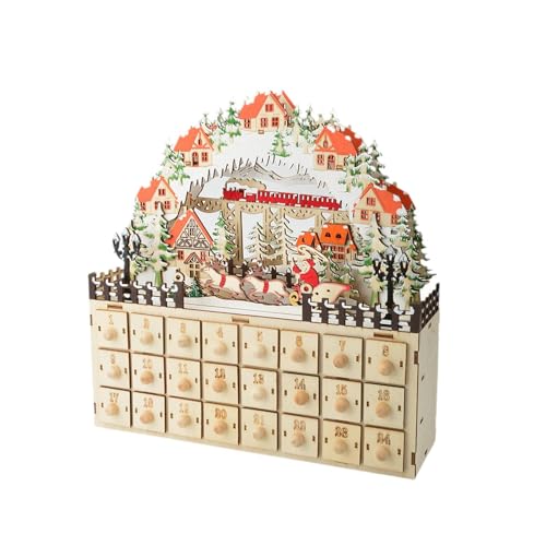 Weihnachts-Adventskalender aus Holz, beleuchtet mit 24 Schubladen, Weihnachtsdekoration Weihnachts-Adventskalender aus Holz, beleuchtet mit 24 Schubladen, Weihnachtsdekoration von DXEHSEUY