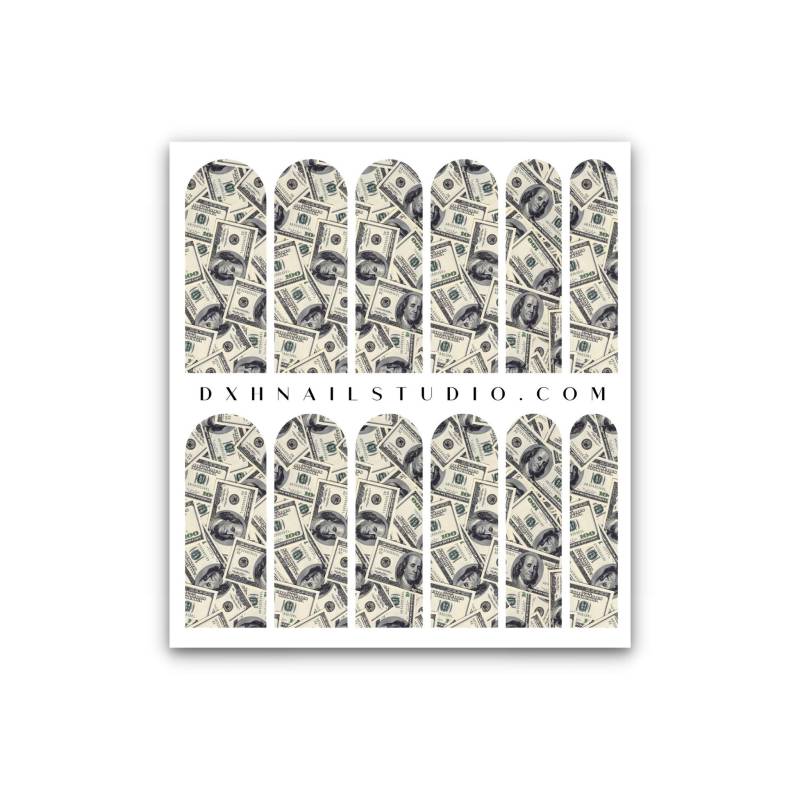 All About The Benjamins Geldnagel Aufkleber - Xl Nail Wraps Geldnägel Wasserrutsch von DXHNAILCO