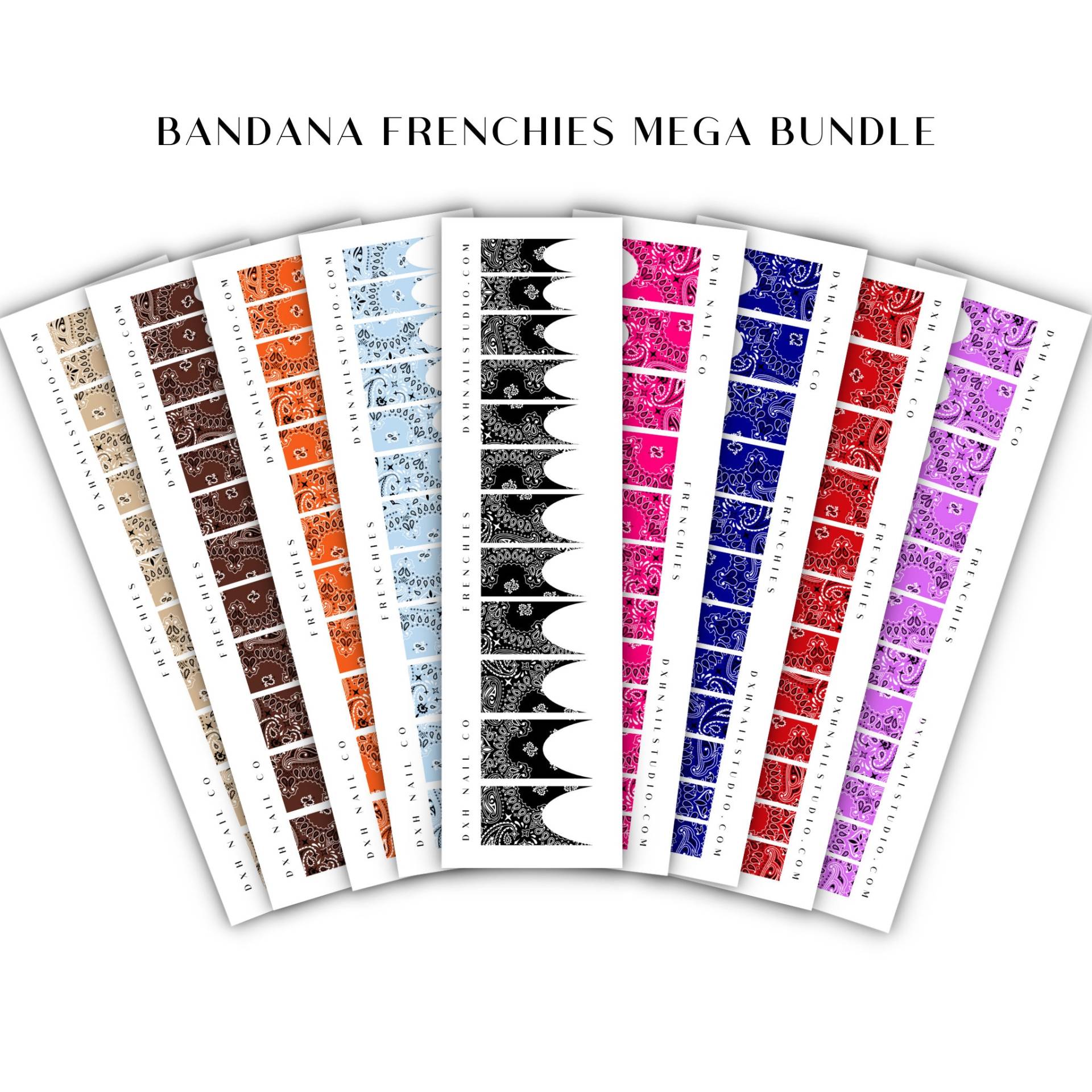Bandana Frenchie Mega Bundle - Paisley Nail Art French Tip Wraps Nagel Zubehör von DXHNAILCO