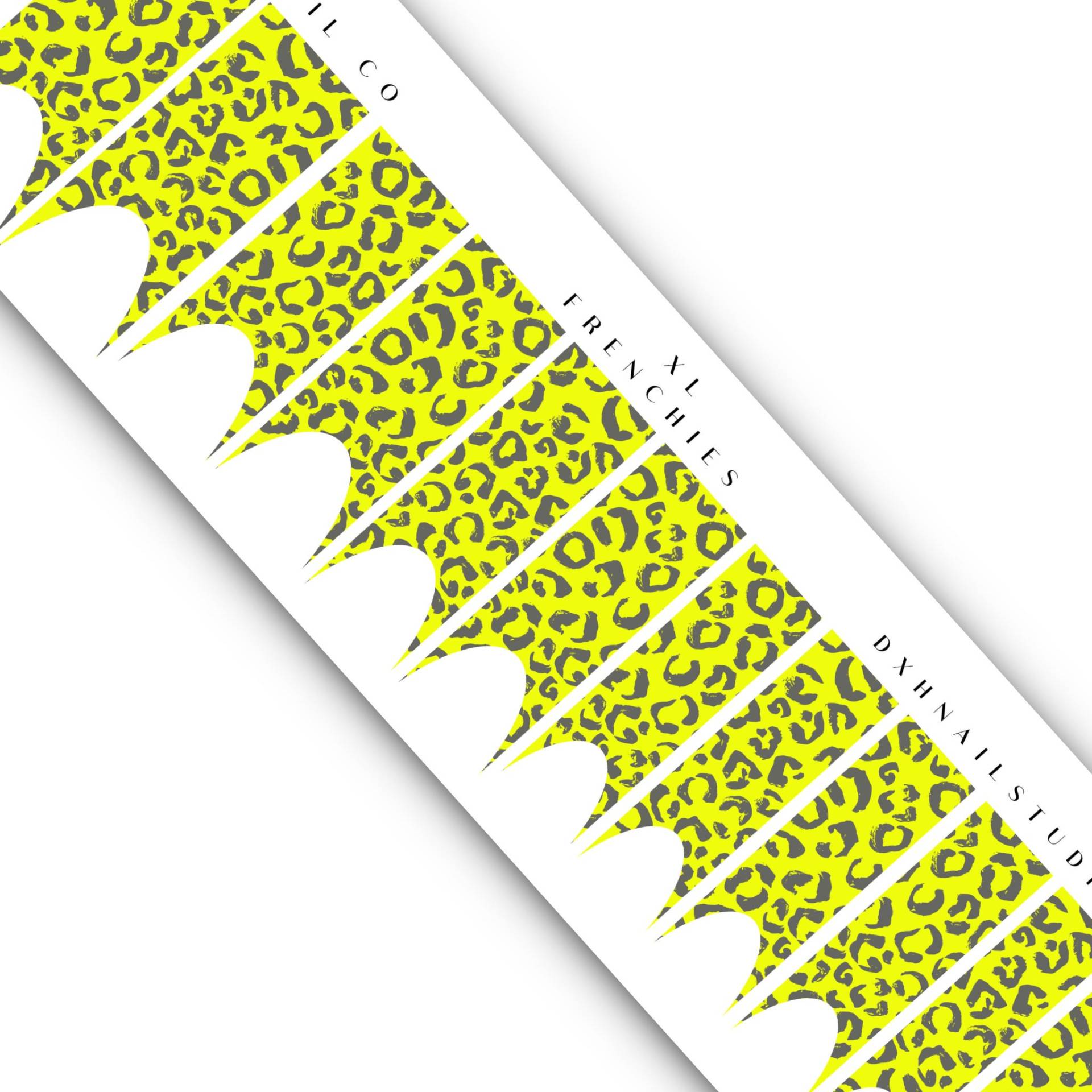 Gelb & Grau Leopard Print Xl Frenchies - French Tip Nail Wraps Bold Designs Wasseraufkleber von DXHNAILCO