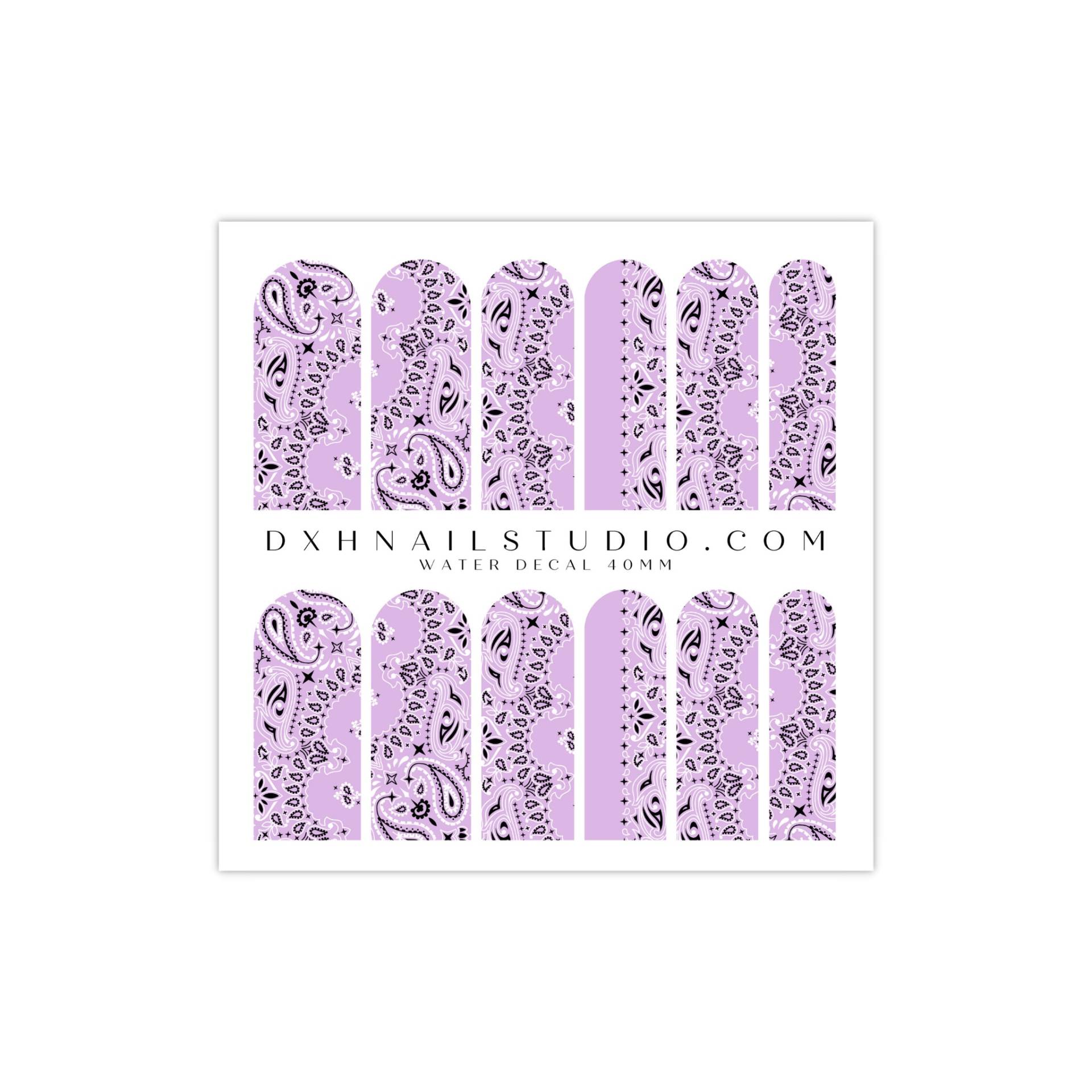 Lila Bandana Nail Decals - Wassertransfer Wraps Paisley Art Press On Acryl Gel X Nagel Zubehör von DXHNAILCO