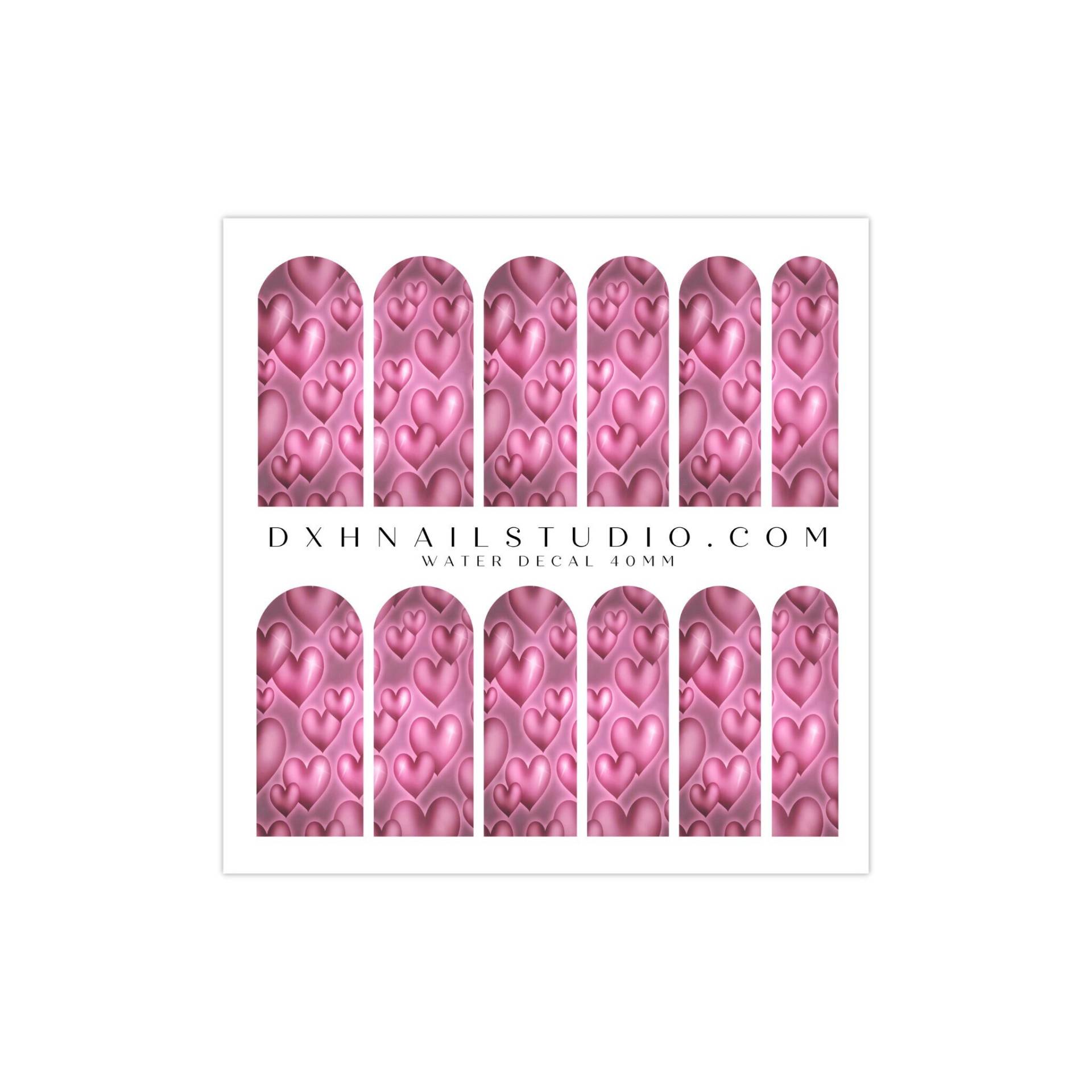 Rose Airbrush Herzen Nail Decals - Xl Wraps Wasser Transfer Aufkleber Art Girly Trending Designs von DXHNAILCO