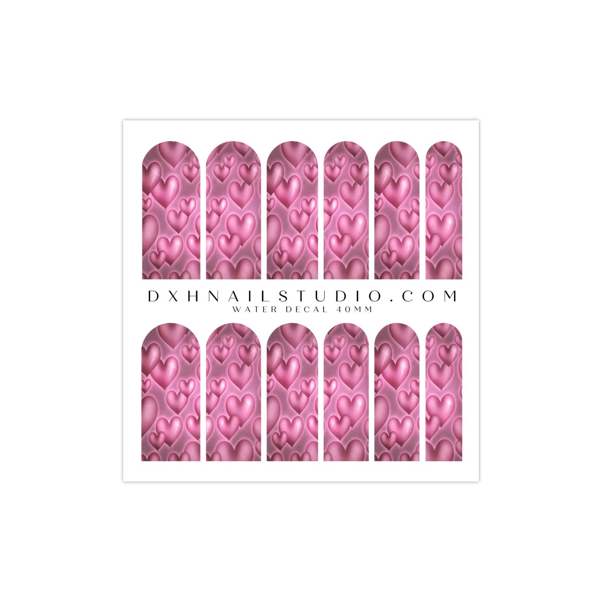 Rose Pink Airbrushed Hearts Xl Nail Wraps Airbrush Art Girly Geschenke Für Sie Trending von DXHNAILCO
