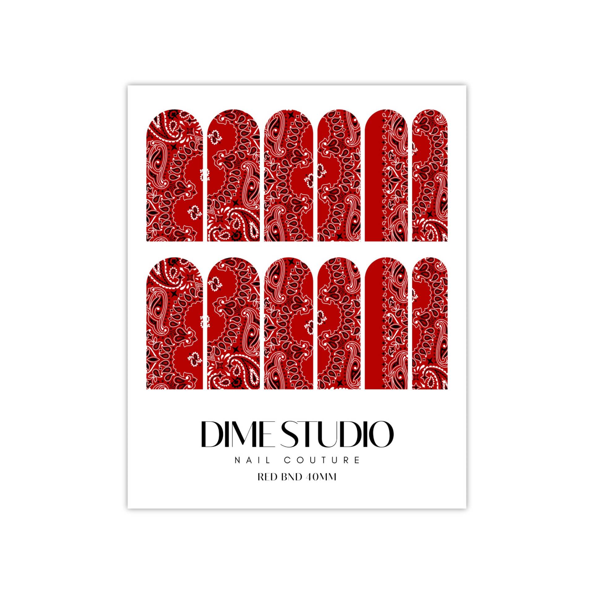 Rote Bandana Nail Decals - Waterslide Xl Wraps Paisley Art von DXHNAILCO