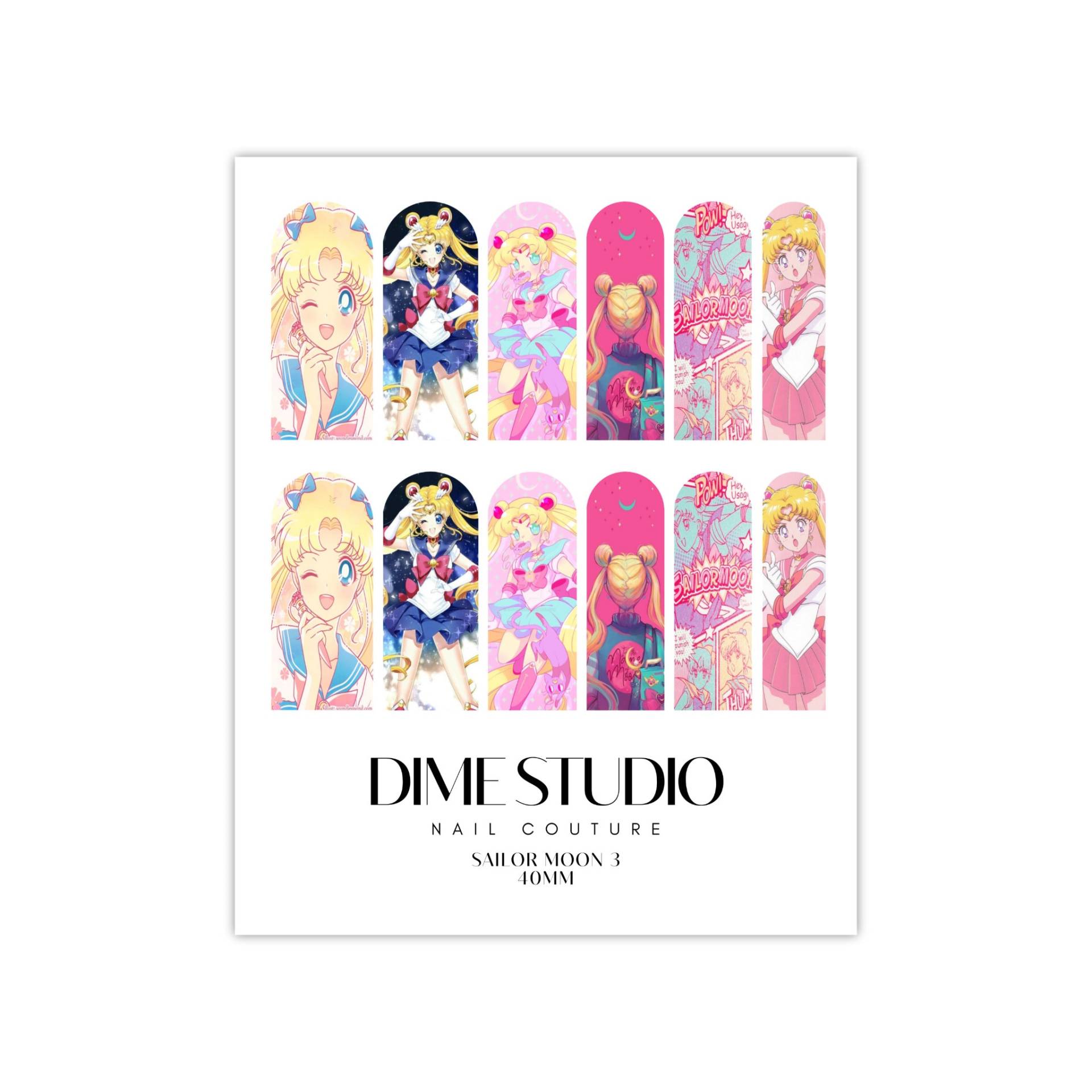 Sailor Moon Anime Nail Decals 3 - Wassertransfer 40mm Wraps Süße Girly Art Maniküre Zubehör von DXHNAILCO