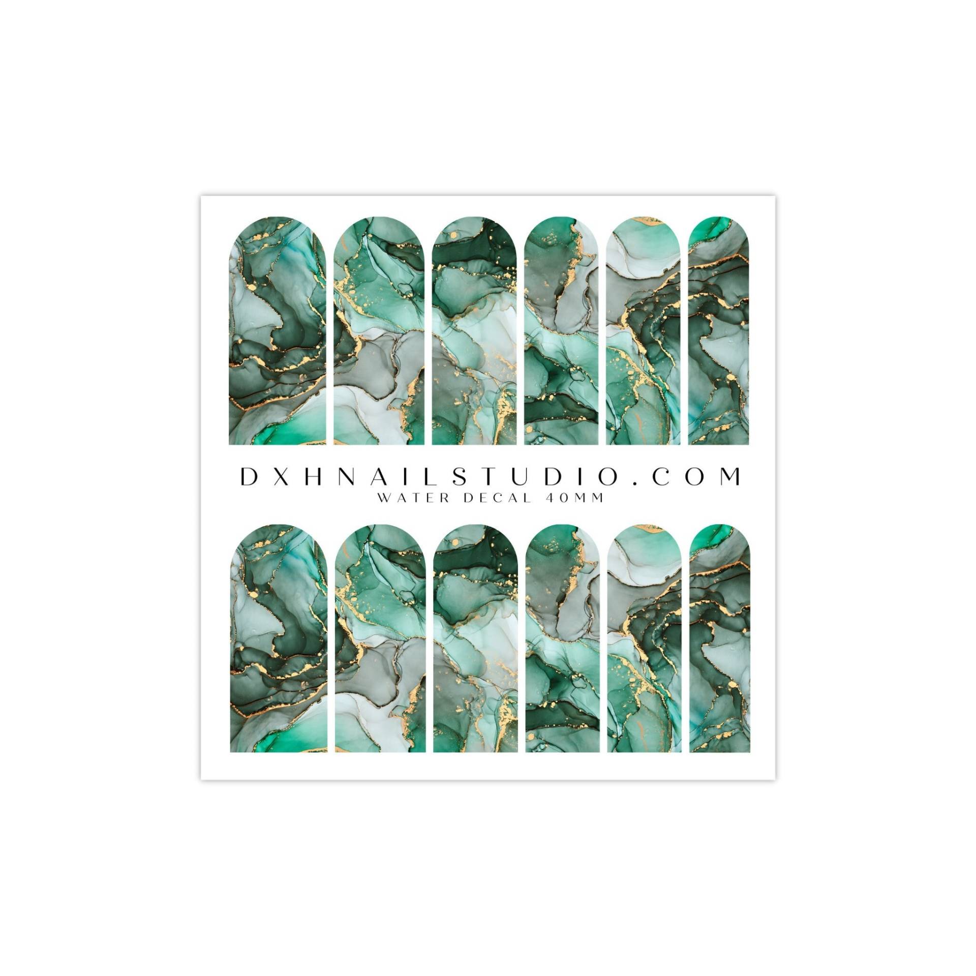 Smaragdgrüne Marmor Nagelabziehbilder - Wassertransfer Nagel Wraps Alkohol Ink Effekt Nageldesigns Maniküre Zubehör von DXHNAILCO