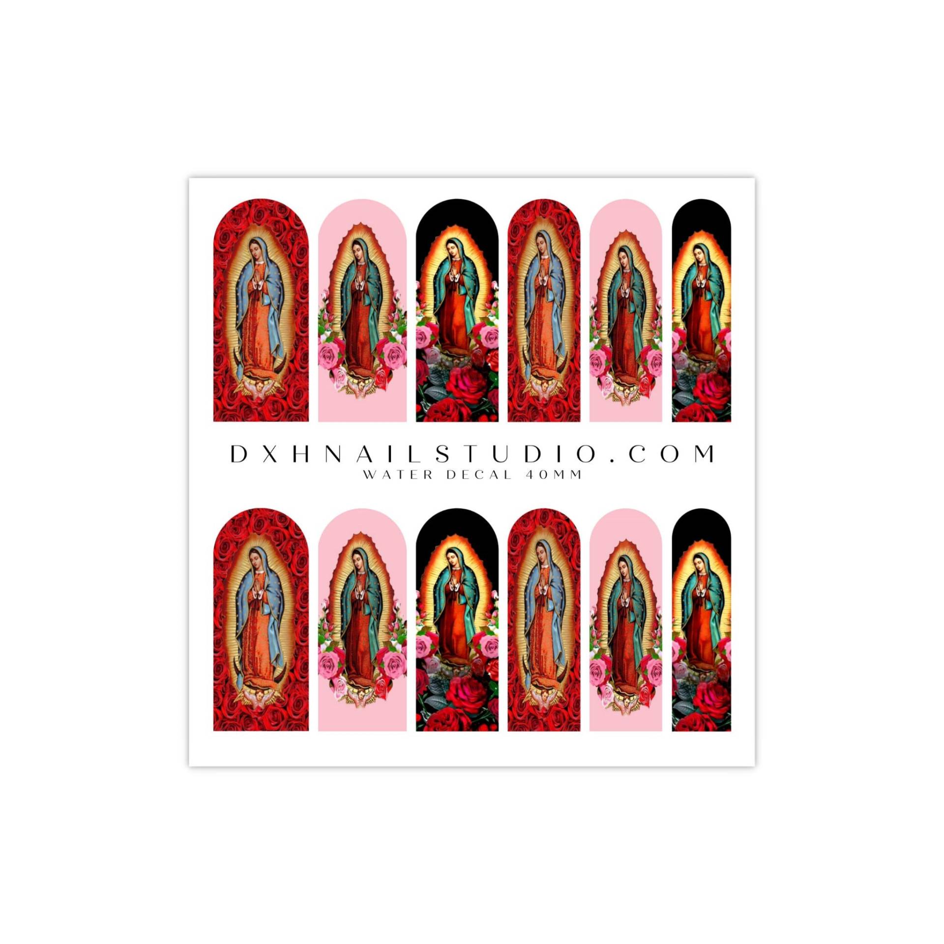 Virgin De Guadalupe Xl Nail Wraps - Our Lady Of Wassertransfer Nagel Abziehbilder Floral Jungfrau St Mary Art Sticker 50mm von DXHNAILCO
