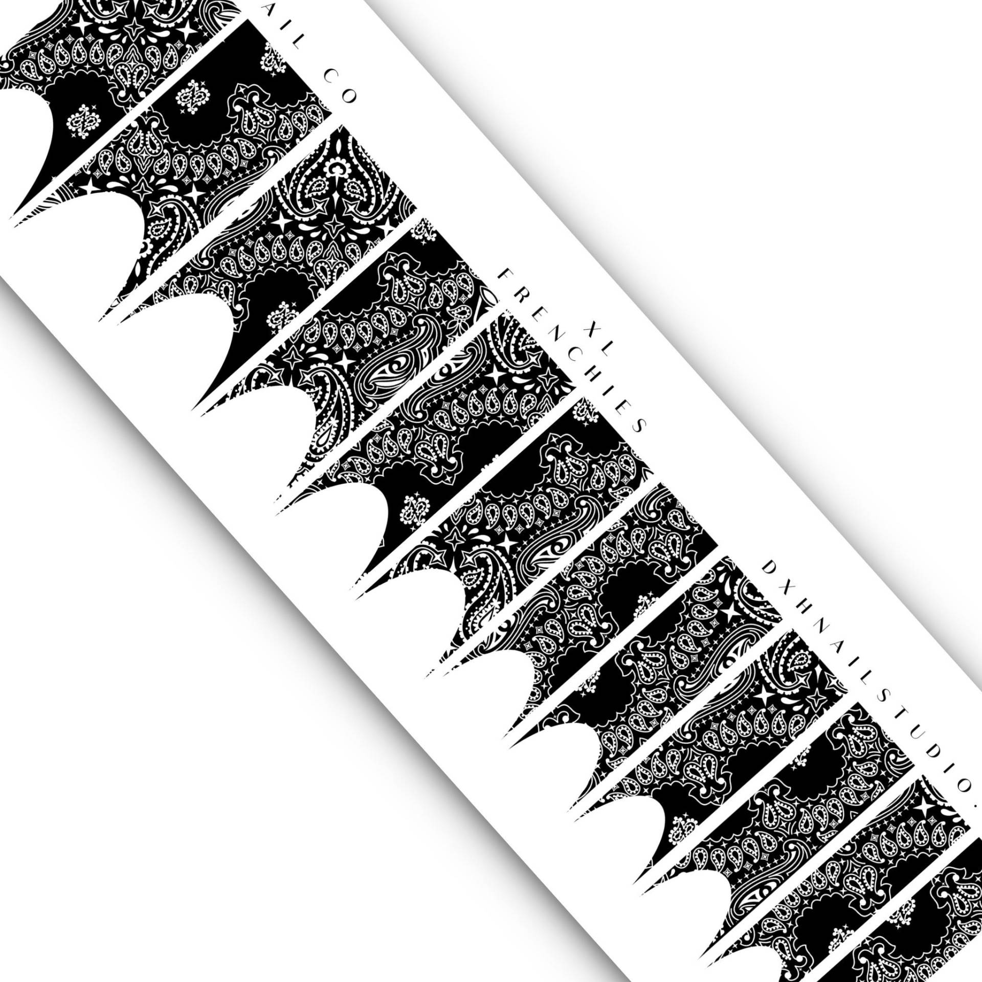 xl Extendo Black Bandana Frenchies - Wasserrutsch Aufkleber Paisley Nail Art von DXHNAILCO