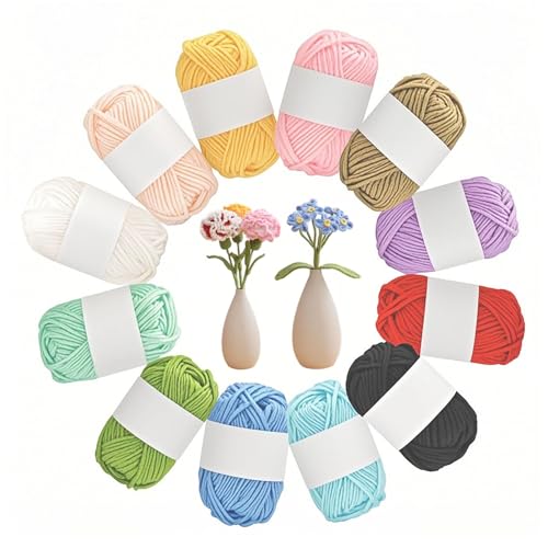 DXIA 25g/pcs Wolle Cotton Quick Mini Basic Shades Set, Babywolle zum Stricken Weich, 12 verschiedenen Farben, für Häkeln Stricken und Handwerk, Geeignet für Anfänger und Häkelbegeisterte DXIA 25g/pcs Wolle Cotton Quick Mini Basic Shades Set, Babywolle zum Stricken Weich, 12 verschiedenen Farben, für Häkeln Stricken und Handwerk, Geeignet für Anfänger und Häkelbegeisterte von DXIA