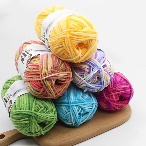 DXIA 6 Stück Häkelgarn, 50g Häkelwolle Baumwolle Set, Doppelstrickgarn, Babywolle zum Stricken Weich, Garn zum Häkeln und Stricken, Häkelgarn Farbverlauf für Hut, Schuhe, Schals, Stricken Machen DXIA 6 Stück Häkelgarn, 50g Häkelwolle Baumwolle Set, Doppelstrickgarn, Babywolle zum Stricken Weich, Garn zum Häkeln und Stricken, Häkelgarn Farbverlauf für Hut, Schuhe, Schals, Stricken Machen von DXIA
