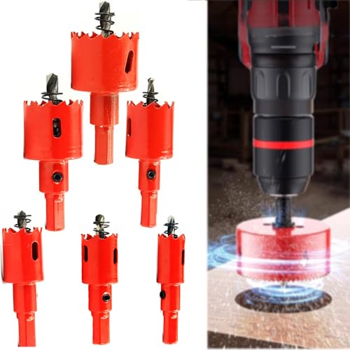 DXIA Bi-Metall-Lochsäge-Set, 6 Stück Lochsägen für Metall, Holz, Kunststoff & mehr, 18mm-35mm Lochmesser Kreisbohrer, Lochbohrer Set mit Dorne, für Akku-Bohrmaschinen, Elektriker & Architekten von DXIA