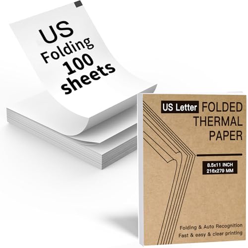 Thermodruckerpapier, 21,6 x 29 cm, A4-Papier für tragbare Drucker, schnelltrocknendes Faltpapier, kompatibel mit den meisten Druckern von DXJJ