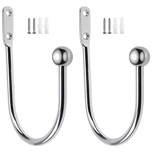 DXLing 2 Stück Raffhalter Metall Chrom Gardinenhalter Raffhalter Wandbefestigung U-Form Raffbügel für Vorhänge Vorhang Holdbacks Tieback Hooks Dekorativer Raffhalter für Gardinen Haus Dekoration von DXLing