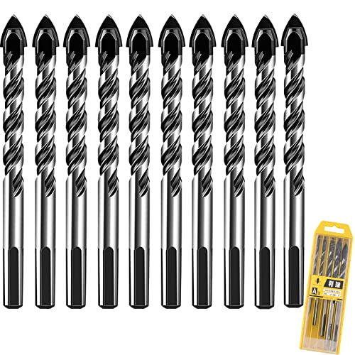 DEMON KILLER 10er Bohrer Set Fliesenbohrer, Fliesenbohrer Glasbohrer Set, Steinbohrer Triangel Legierung Lochsäge Spiralbohrer Glasbohrer, Keramikbohrer ür Fliesen Beton Glas Holz (8mm) von DXQ