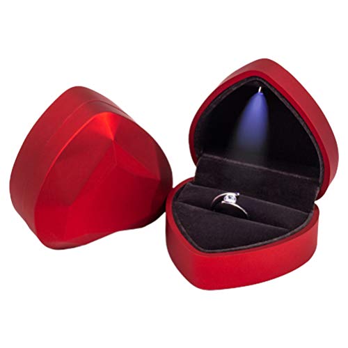 Emowpe LED Ring Box Herzform Samt Ring Schachtel Ehering Box Schmuckschatullen Geschenkbox für Ehe Verlobung Hochzeit von DXQ