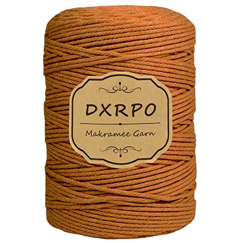 DXRPO Makramee Garn 3 mm x 300 m, Natürliches Makramee, Baumwollgarn Macrame Cord, Baumwollkordel Wird Verwendet Wandbehang, Makramee Blumenampel, DIY Handwerk Pflanze Aufhänger Boho Deko(Dunkelbraun) von DXRPO