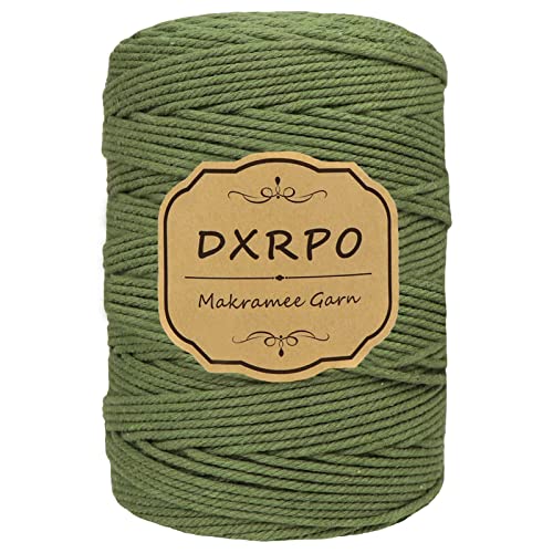 DXRPO Makramee Garn 3 mm x 300 m, Natürliches Makramee, Baumwollgarn Macrame Cord, Baumwollkordel Wird Verwendet Wandbehang, Makramee Blumenampel, DIY Handwerk Pflanze Aufhänger Boho Deko, Olivgrün DXRPO Makramee Garn 3 mm x 300 m, Natürliches Makramee, Baumwollgarn Macrame Cord, Baumwollkordel Wird Verwendet Wandbehang, Makramee Blumenampel, DIY Handwerk Pflanze Aufhänger Boho Deko, Olivgrün von DXRPO