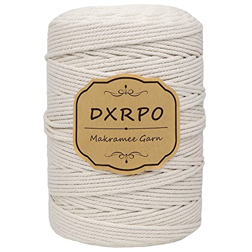 DXRPO Makramee Garn 3 mm x 300 m, Natürliches Makramee, Baumwollgarn Macrame Cord, Baumwollkordel Wird Verwendet Wandbehang, Makramee Blumenampel, DIY Handwerk Pflanze Aufhänger Boho Deko, Beige DXRPO Makramee Garn 3 mm x 300 m, Natürliches Makramee, Baumwollgarn Macrame Cord, Baumwollkordel Wird Verwendet Wandbehang, Makramee Blumenampel, DIY Handwerk Pflanze Aufhänger Boho Deko, Beige von DXRPO