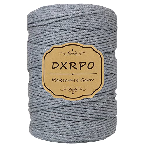DXRPO Makramee Garn 3 mm x 300 m, Natürliches Makramee, Baumwollgarn Macrame Cord, Baumwollkordel Wird Verwendet Wandbehang, Makramee Blumenampel, DIY Handwerk Pflanze Aufhänger Boho Deko,Grau DXRPO Makramee Garn 3 mm x 300 m, Natürliches Makramee, Baumwollgarn Macrame Cord, Baumwollkordel Wird Verwendet Wandbehang, Makramee Blumenampel, DIY Handwerk Pflanze Aufhänger Boho Deko,Grau von DXRPO