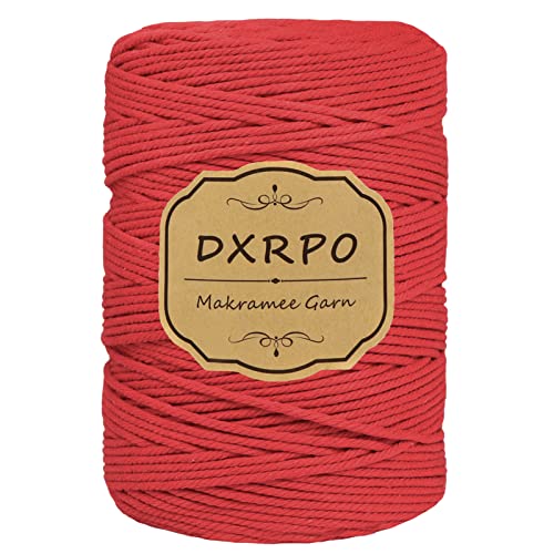 DXRPO Makramee Garn 3 mm x 300 m, Natürliches Makramee, Baumwollgarn Macrame Cord, Baumwollkordel Wird Verwendet Wandbehang, Makramee Blumenampel, DIY Handwerk Pflanze Aufhänger Boho Deko,Rot DXRPO Makramee Garn 3 mm x 300 m, Natürliches Makramee, Baumwollgarn Macrame Cord, Baumwollkordel Wird Verwendet Wandbehang, Makramee Blumenampel, DIY Handwerk Pflanze Aufhänger Boho Deko,Rot von DXRPO