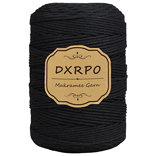 DXRPO Makramee Garn 3 mm x 300 m, Natürliches Makramee, Baumwollgarn Macrame Cord, Baumwollkordel Wird Verwendet Wandbehang, Makramee Blumenampel, DIY Handwerk Pflanze Aufhänger Boho Deko,Schwarz DXRPO Makramee Garn 3 mm x 300 m, Natürliches Makramee, Baumwollgarn Macrame Cord, Baumwollkordel Wird Verwendet Wandbehang, Makramee Blumenampel, DIY Handwerk Pflanze Aufhänger Boho Deko,Schwarz von DXRPO