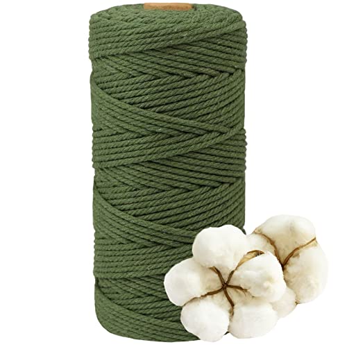 DXRPO Makramee Garn 3mmx100m, Baumwollgarn Makramee, Macrame Cord für DIY Makramee Wandbehang, Makramee Blumenampel, Weihnachten Deko, Geschenke für Gute Freunde, Pflanze Aufhänger Boho Deko,Olivgrün DXRPO Makramee Garn 3mmx100m, Baumwollgarn Makramee, Macrame Cord für DIY Makramee Wandbehang, Makramee Blumenampel, Weihnachten Deko, Geschenke für Gute Freunde, Pflanze Aufhänger Boho Deko,Olivgrün von DXRPO