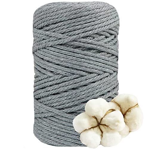 DXRPO Makramee Garn 5mmx100m, Baumwollgarn Makramee, Macrame Cord für DIY Makramee Wandbehang, Makramee Blumenampel, Weihnachten Deko, Geschenke für Gute Freunde, Pflanze Aufhänger Boho Deko,Grau DXRPO Makramee Garn 5mmx100m, Baumwollgarn Makramee, Macrame Cord für DIY Makramee Wandbehang, Makramee Blumenampel, Weihnachten Deko, Geschenke für Gute Freunde, Pflanze Aufhänger Boho Deko,Grau von DXRPO